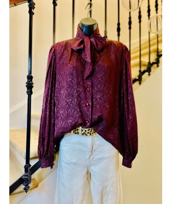 Blouse en soie façonnée bordeaux commande en ligne