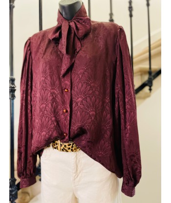 Blouse en soie façonnée bordeaux commande en ligne