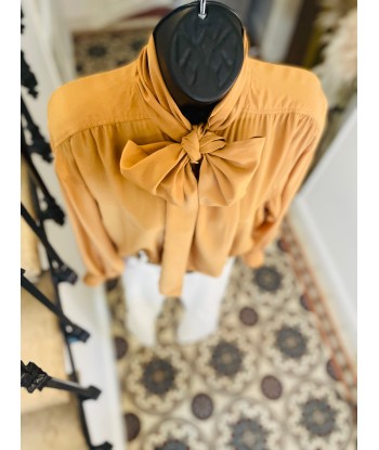 Blouse en soie camel en linge