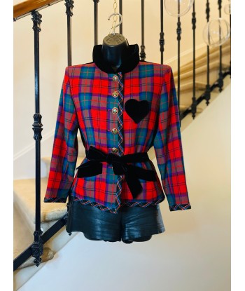 Veste tartan et velours UPCYCLÉE ou a consommer sur place