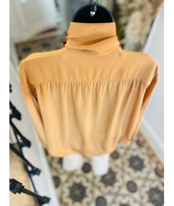 Blouse en soie camel en linge