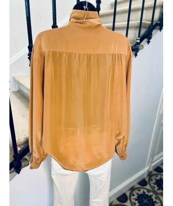 Blouse en soie camel en linge