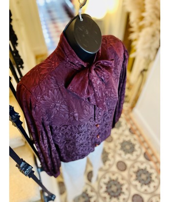 Blouse en soie façonnée bordeaux commande en ligne