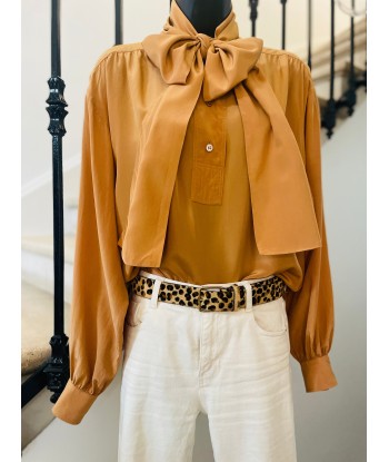 Blouse en soie camel en linge