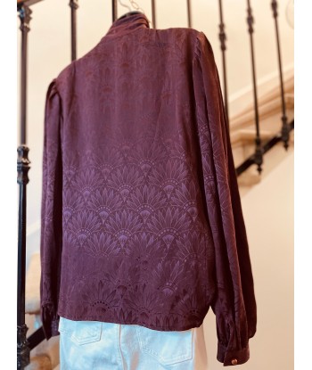 Blouse en soie façonnée bordeaux commande en ligne