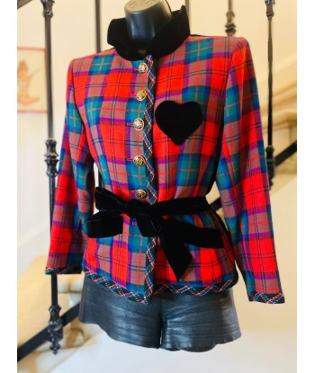 Veste tartan et velours UPCYCLÉE ou a consommer sur place