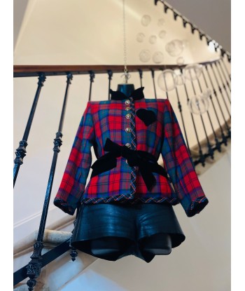 Veste tartan et velours UPCYCLÉE ou a consommer sur place