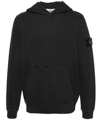 STONE ISLAND - Hoodie épais Noir en linge