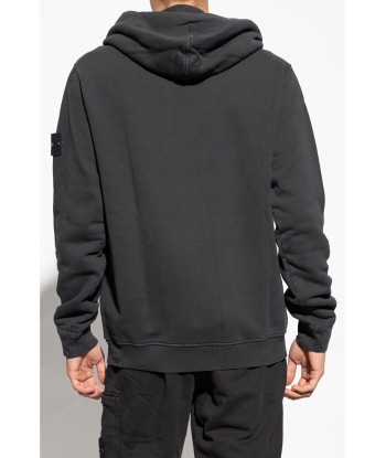 STONE ISLAND - Hoodie épais Noir en linge