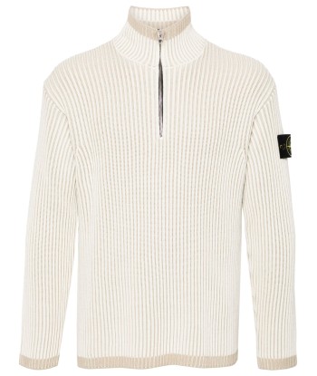 STONE ISLAND - Maille en Half zip blanc Venez découvrir notre 