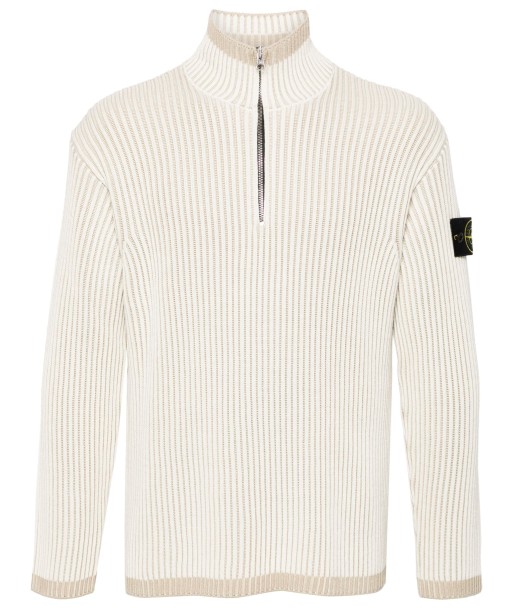 STONE ISLAND - Maille en Half zip blanc Venez découvrir notre 