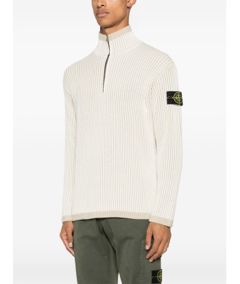 STONE ISLAND - Maille en Half zip blanc Venez découvrir notre 