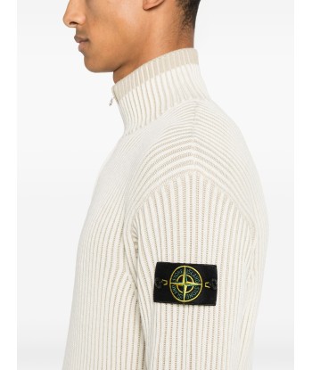 STONE ISLAND - Maille en Half zip blanc Venez découvrir notre 