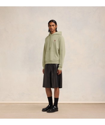 AMI PARIS - HOODIE EN COTON VERT CHINÉ Pour