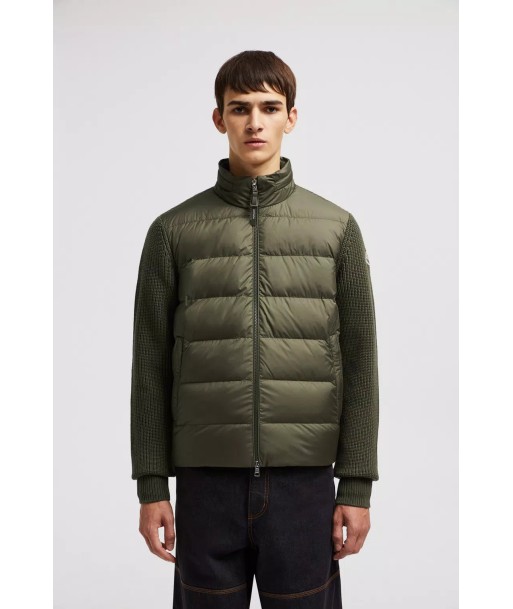 MONCLER - Cardigan bi-matière kaki les muscles