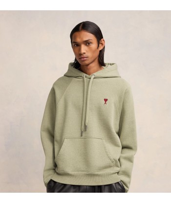 AMI PARIS - HOODIE EN COTON VERT CHINÉ Pour