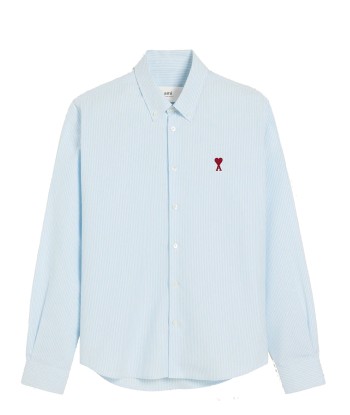 AMI PARIS - Chemise Oxford à col boutonné en coton rayé. Découvrez la collection