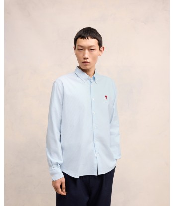 AMI PARIS - Chemise Oxford à col boutonné en coton rayé. Découvrez la collection