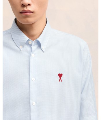 AMI PARIS - Chemise Oxford à col boutonné en coton rayé. Découvrez la collection