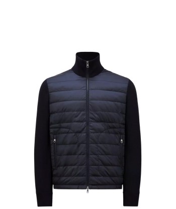 MONCLER - Cardigan zippé bleu marine pas cher 