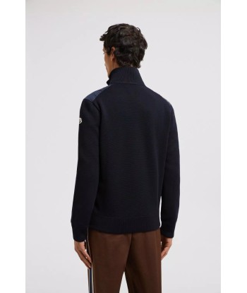 MONCLER - Cardigan zippé bleu marine pas cher 