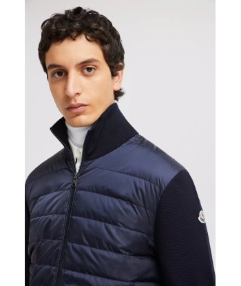 MONCLER - Cardigan zippé bleu marine pas cher 