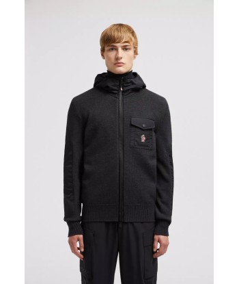 MONCLER GRENOBLE - Cardigan zippé en laine gris foncé Pour