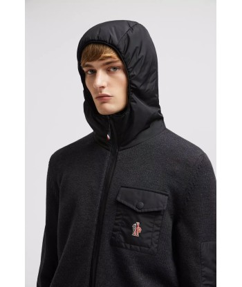 MONCLER GRENOBLE - Cardigan zippé en laine gris foncé Pour