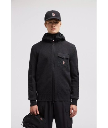 MONCLER GRENOBLE - Cardigan zippé en laine gris foncé Pour