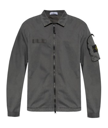 STONE ISLAND -Compass motif stretch cotton shirt Pour