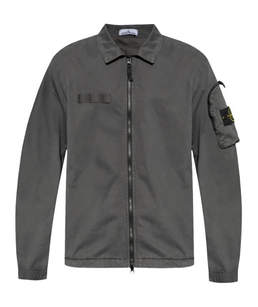 STONE ISLAND -Compass motif stretch cotton shirt Pour