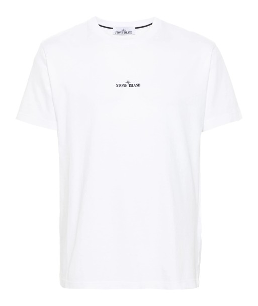 Stone lsland - T shirt blanc à logo destockage