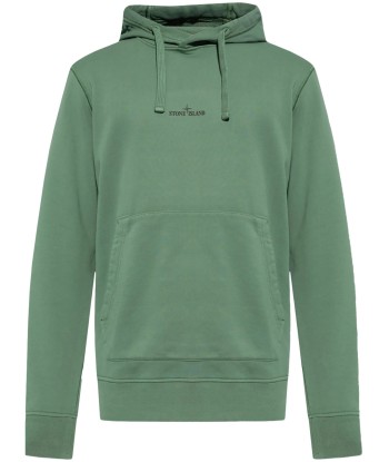 Stone Island - Sweat à capuche vert imprimé À commander