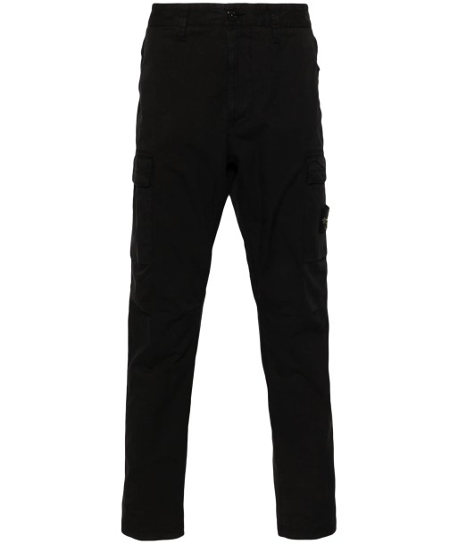 Stone Island - Pantalon cargo regular tapered noir de pas cher