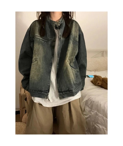 Oversized Distressed Jeans Jacket for Women in Y2K Style vente chaude votre 