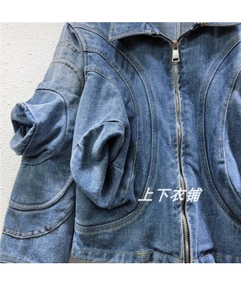 E-Girl Denim Jacket with Puff Sleeves Washed Faites des économies