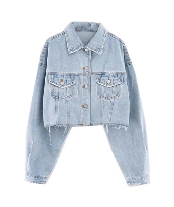 Short Denim Jacket with Drop Shoulder vente chaude votre 