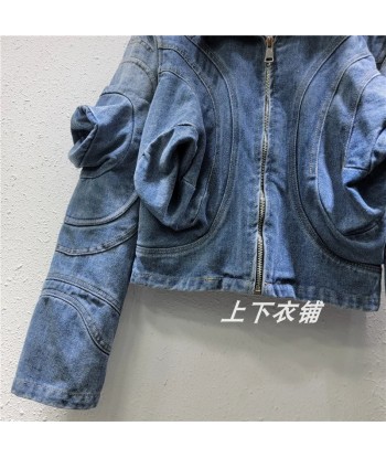 E-Girl Denim Jacket with Puff Sleeves Washed Faites des économies