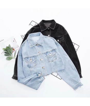 Short Denim Jacket with Drop Shoulder vente chaude votre 