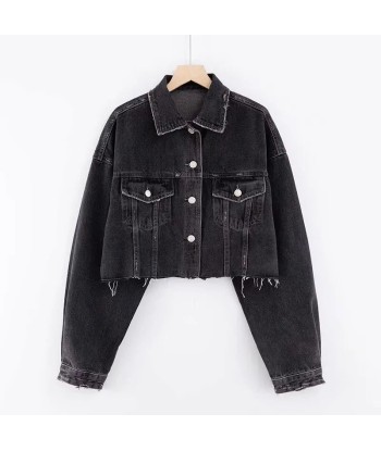 Short Denim Jacket with Drop Shoulder vente chaude votre 