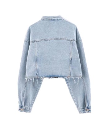 Short Denim Jacket with Drop Shoulder vente chaude votre 