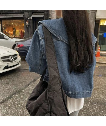 Denim jacket in soft girl style with casual lapel collar livraison et retour toujours gratuits