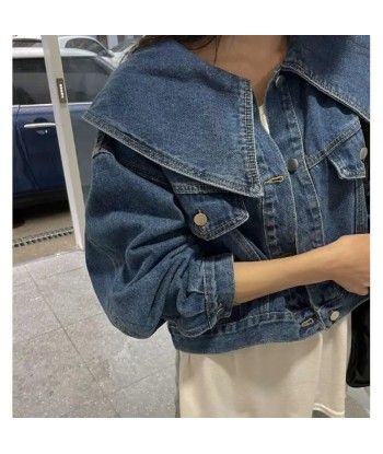 Denim jacket in soft girl style with casual lapel collar livraison et retour toujours gratuits