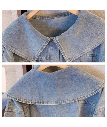 Denim jacket in soft girl style with casual lapel collar livraison et retour toujours gratuits