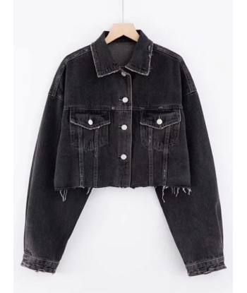 Short Denim Jacket with Drop Shoulder vente chaude votre 