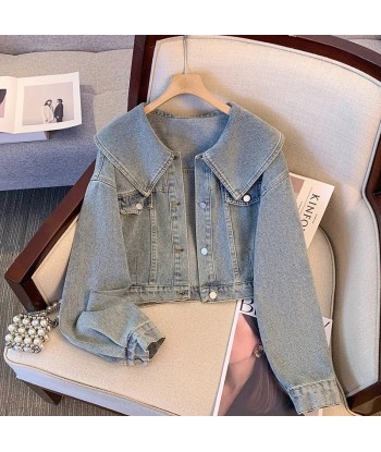 Denim jacket in soft girl style with casual lapel collar livraison et retour toujours gratuits