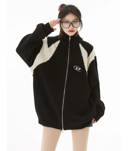 Oversized Y2K Cardigan with Zipper for Women en linge