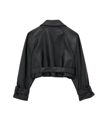 Cropped Black Leather Jacket for Women Stylish le concept de la Pate a emporter 