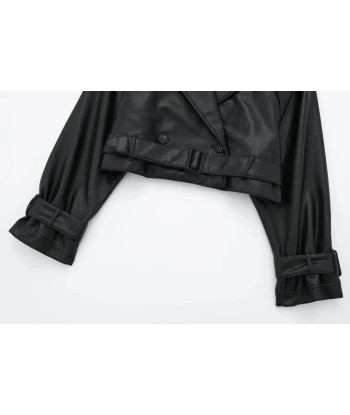 Cropped Black Leather Jacket for Women Stylish le concept de la Pate a emporter 