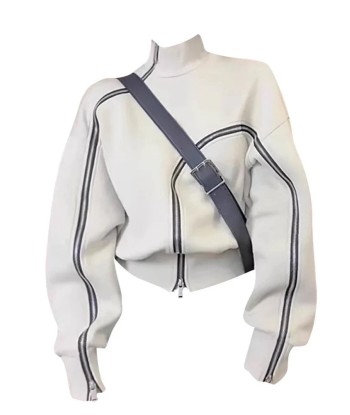 Stylish Chunky Knit Turtleneck Sweater with Zipper Y2K Aesthetic d'Europe débarque